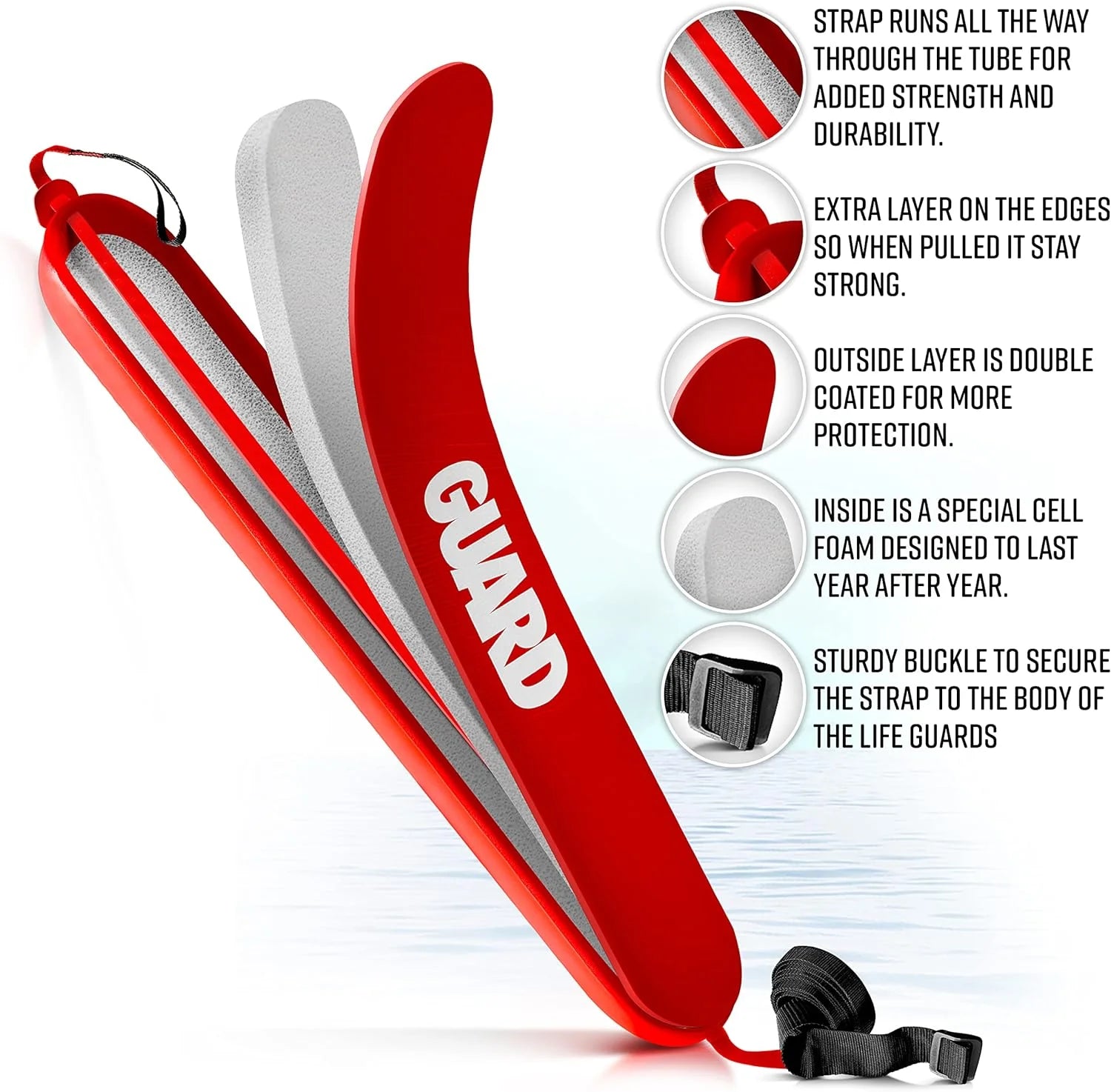 Lifeguard Rescue Tube for Home and Commercial Use - Ideal for Lifeguard and Personal Pool - Includes Matching Whistle(50 Inch)