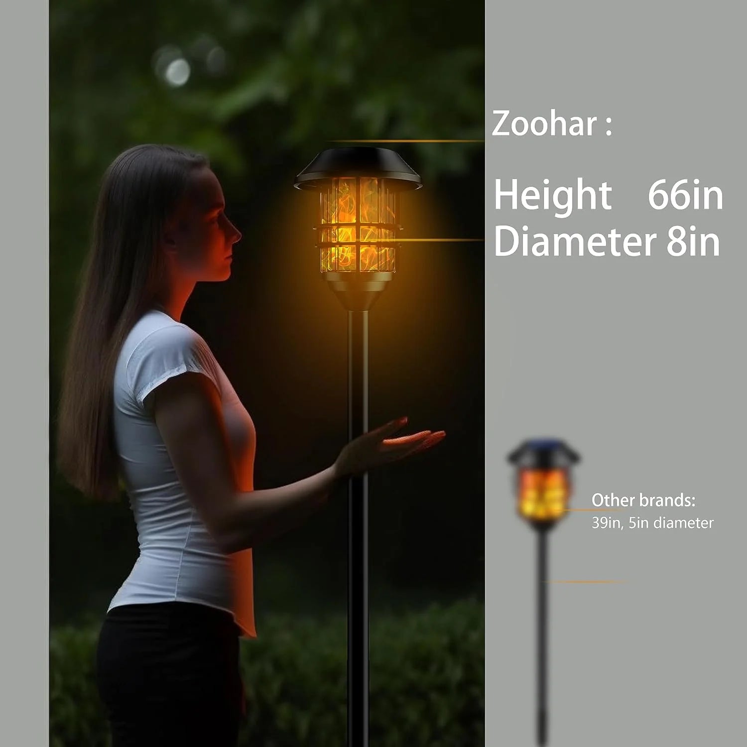 Solar Outdoor Lights, Waterproof Pathway Torches, LED Metal Landscape Path Lights for Garden Patio Balcony  Pool (Pack of 4)(Pack of 4)