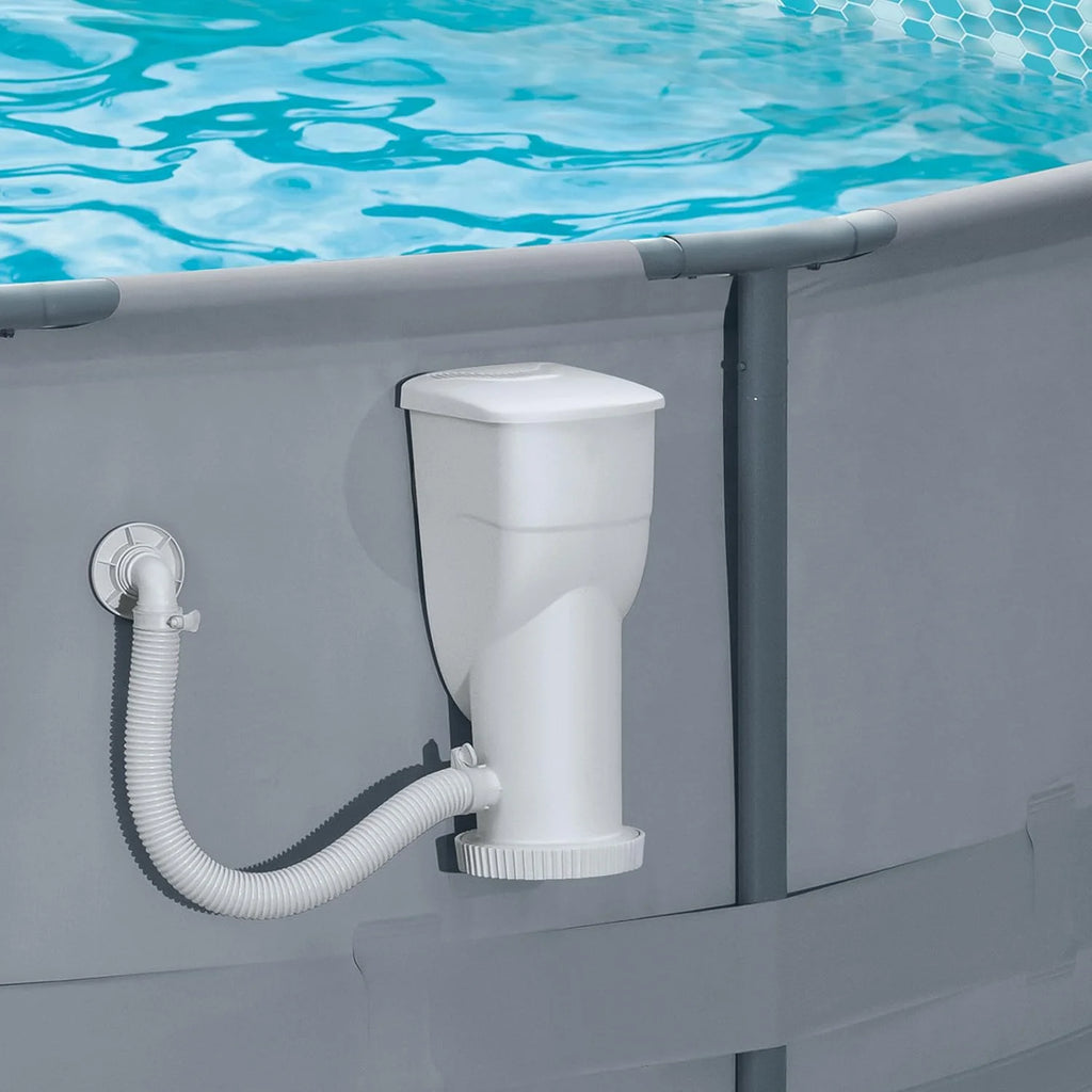 Funsicle SkimmerPlus 1500 Gallons Per Hour 2 in 1 Filter Pump and Skimmer System with Clamps and 1.5 Inch Hose Fitting for Above Ground Swimming Pools(1000 Gallon/Pump/White)