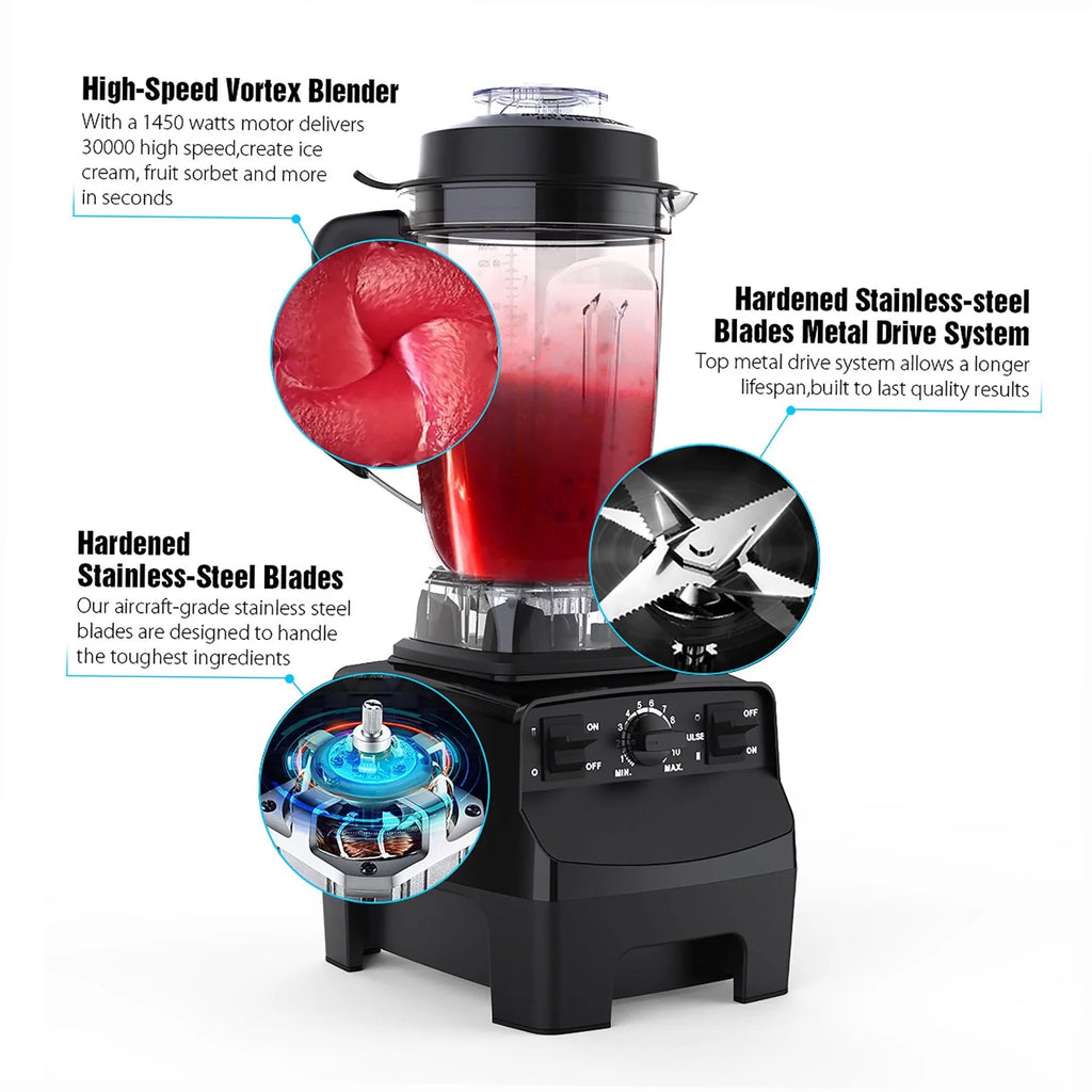 Professional Blender with 1450-Watt Motor  68 oz Dishwasher-Safe Total Crushing Pitcher, Black