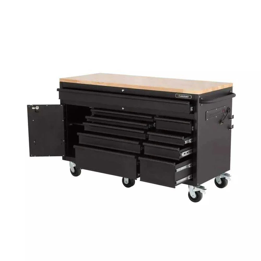 HEAVY-DUTY 60 IN. W 10-DRAWER, DEEP TOOL CHEST MOBILE WORKBENCH IN MATTE BLACK