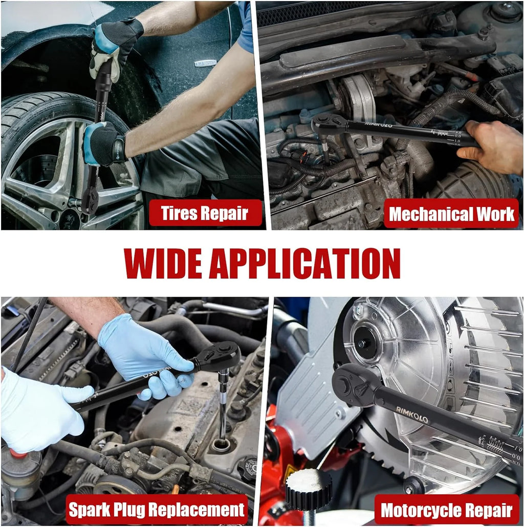 1-Inch Drive Click Torque Wrench, Dual-Scale Adjustable Torque Wrench Set with a Hex Key 200-1000ft.lb / 271-1356.7Nm(3/4)