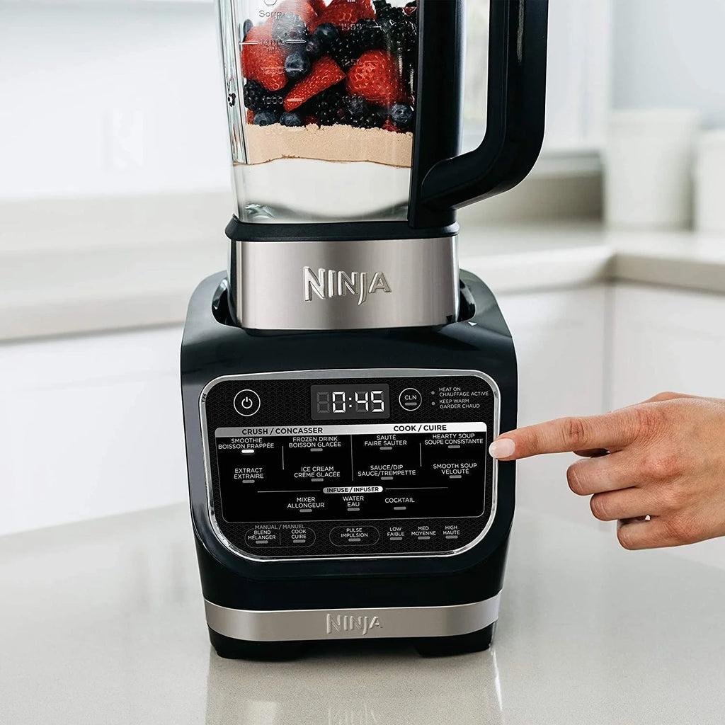 Ninja Foodi Cold  Hot Blender With 1400 Peak Watts Nonstick Glass Pitcher (HB152), 64 oz, Black