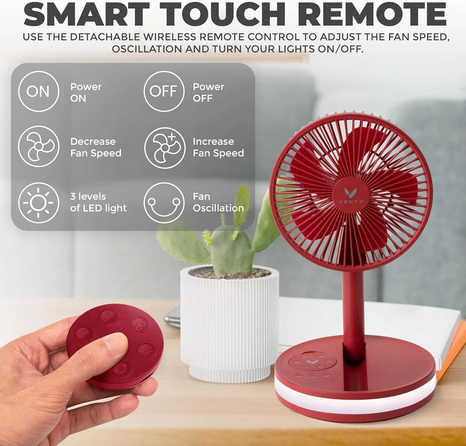 Portable Fan - Wireless Battery Operated Fan, 48HR Run Time 16000MAH Battery, Oscillating Rechargeable Fan, Remote Control  LED Lighting, Folding Telescopic Camping Fan (White with Case)(White)