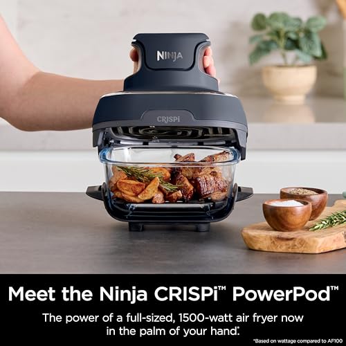 Ninja Crispi 4 in 1 Portable Glass Air Fryer Cooking System, 4QT  6 Cup Glass Containers with Storage Lids, Easy Meals, Microwave, Freezer  Dishwasher Safe, Air Fry, Bake  More, Cyberspace, FN101GY : Home  Kitchen(Green)