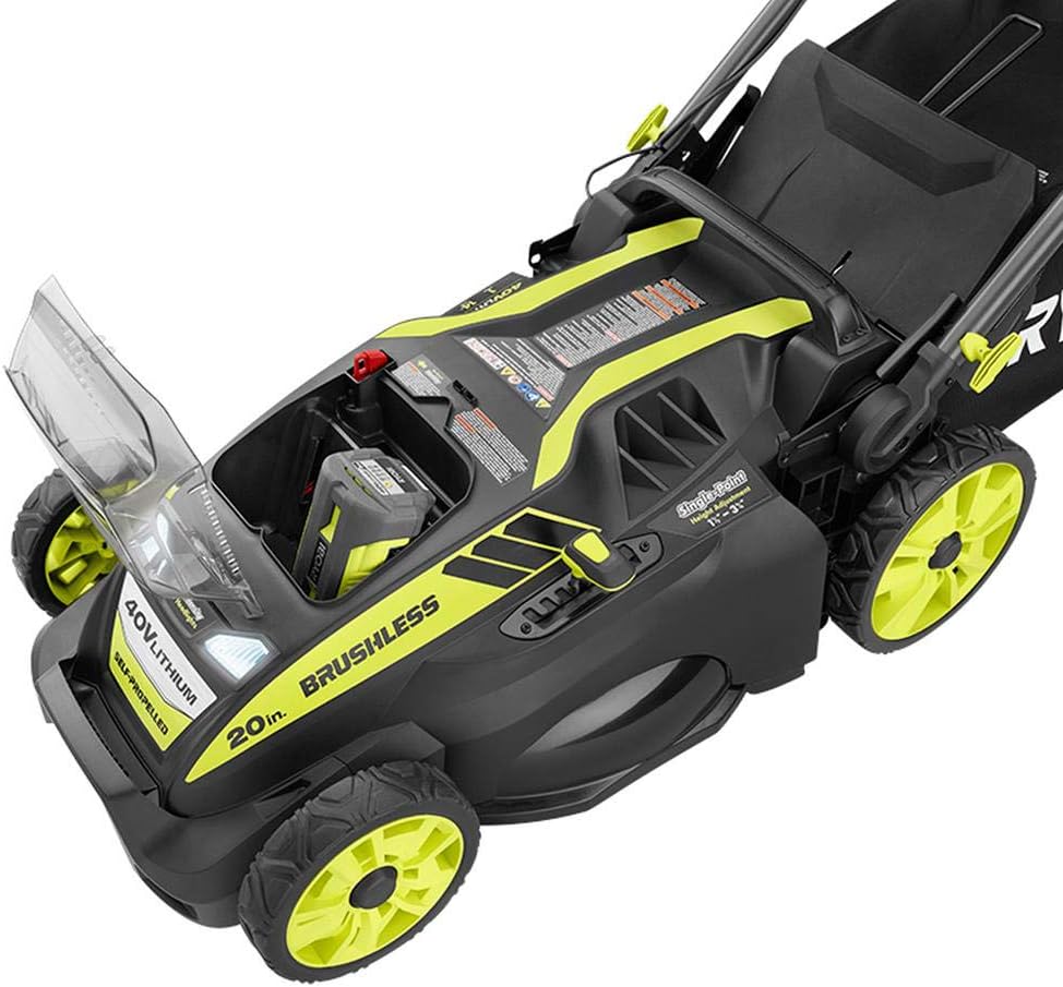 20" RY40190 40-Volt Brushless Lithium-Ion Cordless Battery Self Propelled Lawn Mower with 5.0 Ah Battery and Charger Included