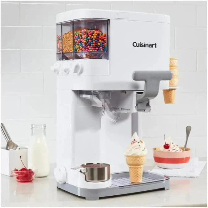 Cuisinart Soft Serve Ice Cream Machine- Mix It In Ice Cream Maker for Frozen Yogurt, Sorbet, Gelato, Drinks 1.5 Quart, White, ICE-48(Ice-Cream Maker/White)
