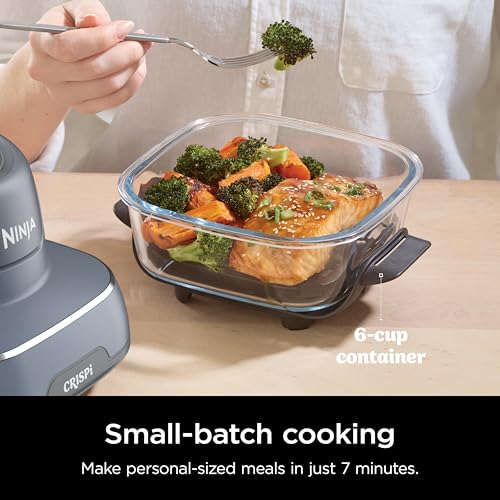 Ninja Crispi 4 in 1 Portable Glass Air Fryer Cooking System, 4QT  6 Cup Glass Containers with Storage Lids, Easy Meals, Microwave, Freezer  Dishwasher Safe, Air Fry, Bake  More, Cyberspace, FN101GY : Home  Kitchen(Green)