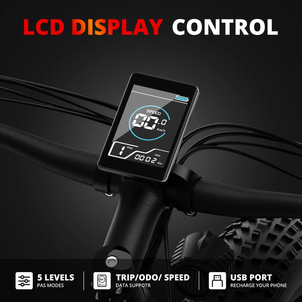 AMYET EB26 750W 720WH UL2849 Electric Bike Mountain Bicycle E Bike 26" Fat Tire 20MPH for Adult