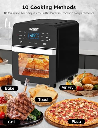Nuwave Brio Air Fryer Oven, 15.5Qt X Large Family Size, SS Rotisserie Basket Skewer Kit, Reversible Ultra Non Stick Grill/Griddle Plate, Powerful 1800W, Integrated Smart Thermometer,Black : Home  Kitchen(7.25QT Brio Air Fryer)