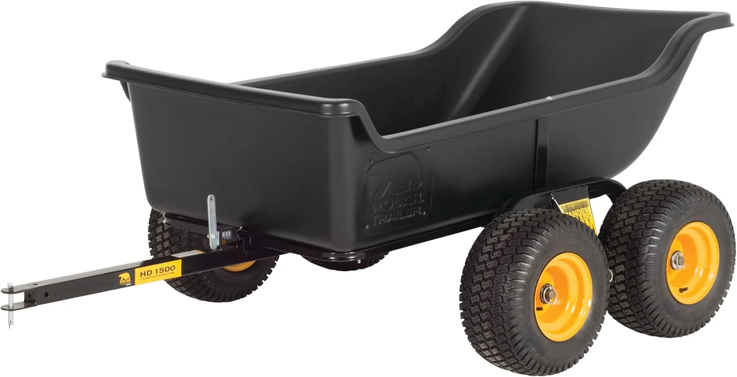 Heavy Duty Tandem Axle Cubic Foot ATV UTV Lawn Mower Trailer TA1200 and Wide Track Rubber Wheels Hauling Outdoor-Black, 1200 lbs. -15 cu.ft(1500 lbs. - 22 cu.ft./Tandem Axle)