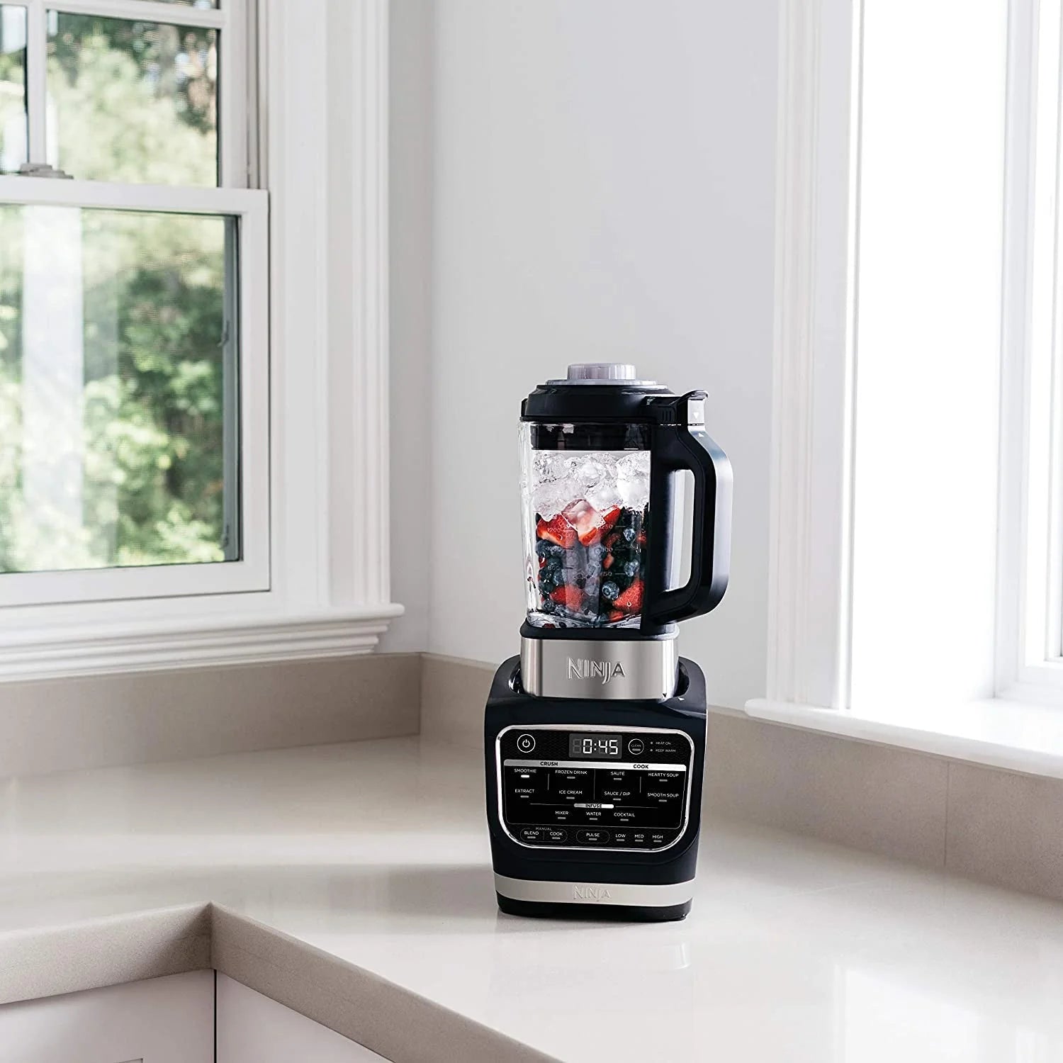 Ninja Foodi Cold  Hot Blender With 1400 Peak Watts Nonstick Glass Pitcher (HB152), 64 oz, Black