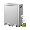 30L+30L Dual Stainless Steel Kitchen Recycling Bin, Foot Pedal, Slow Close, Fingerprint Resistant(30L + 30L (Premium SS Lid))