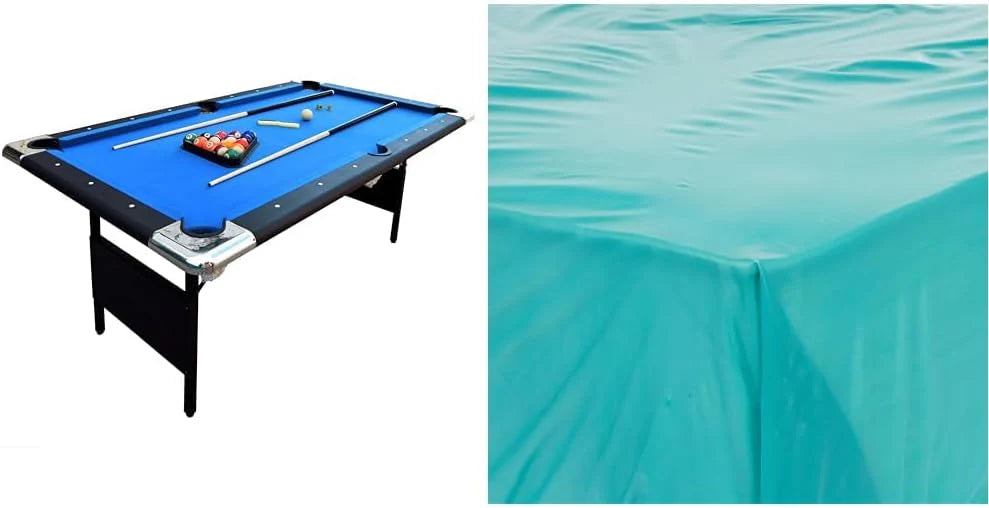 Hathaway Fairmont 6 Ft Portable Pool Table, Adults Folding Billiards Tables for Game Room with Easy Foldable Storage, Includes Full Set of Billiard Balls, Cues, Chalk  Brush(Blue/Pool Table)