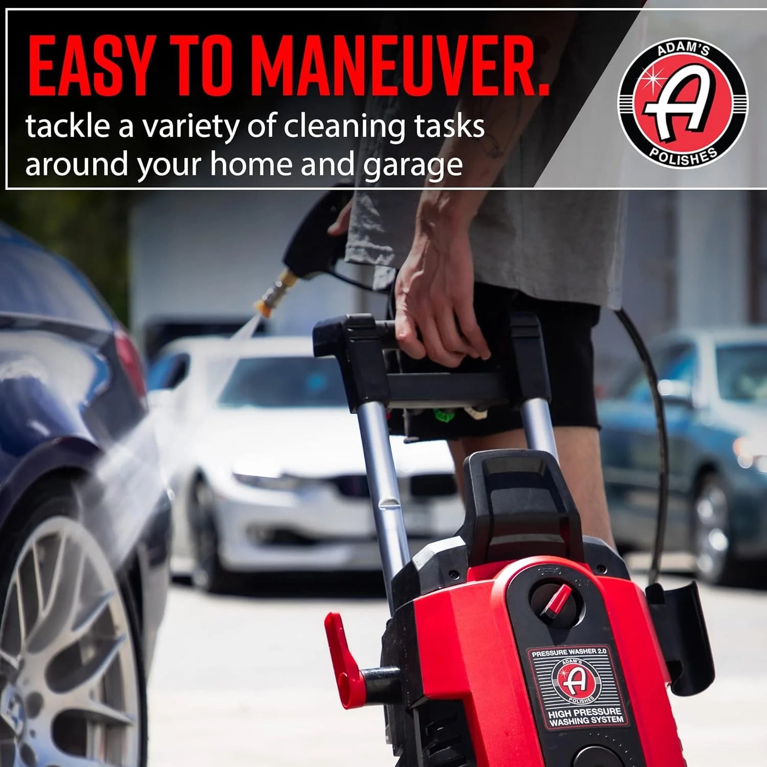 Electric Pressure Washer 2.0, Powerful 1.4 GPM 2000 PSI Car Pressure Washer Sprayer, Snub Nose  Tip Attachment, Use,Car Soap, Patio Boat RV Motorcycle Car Garage Deck Adam's Polishes(Compact)