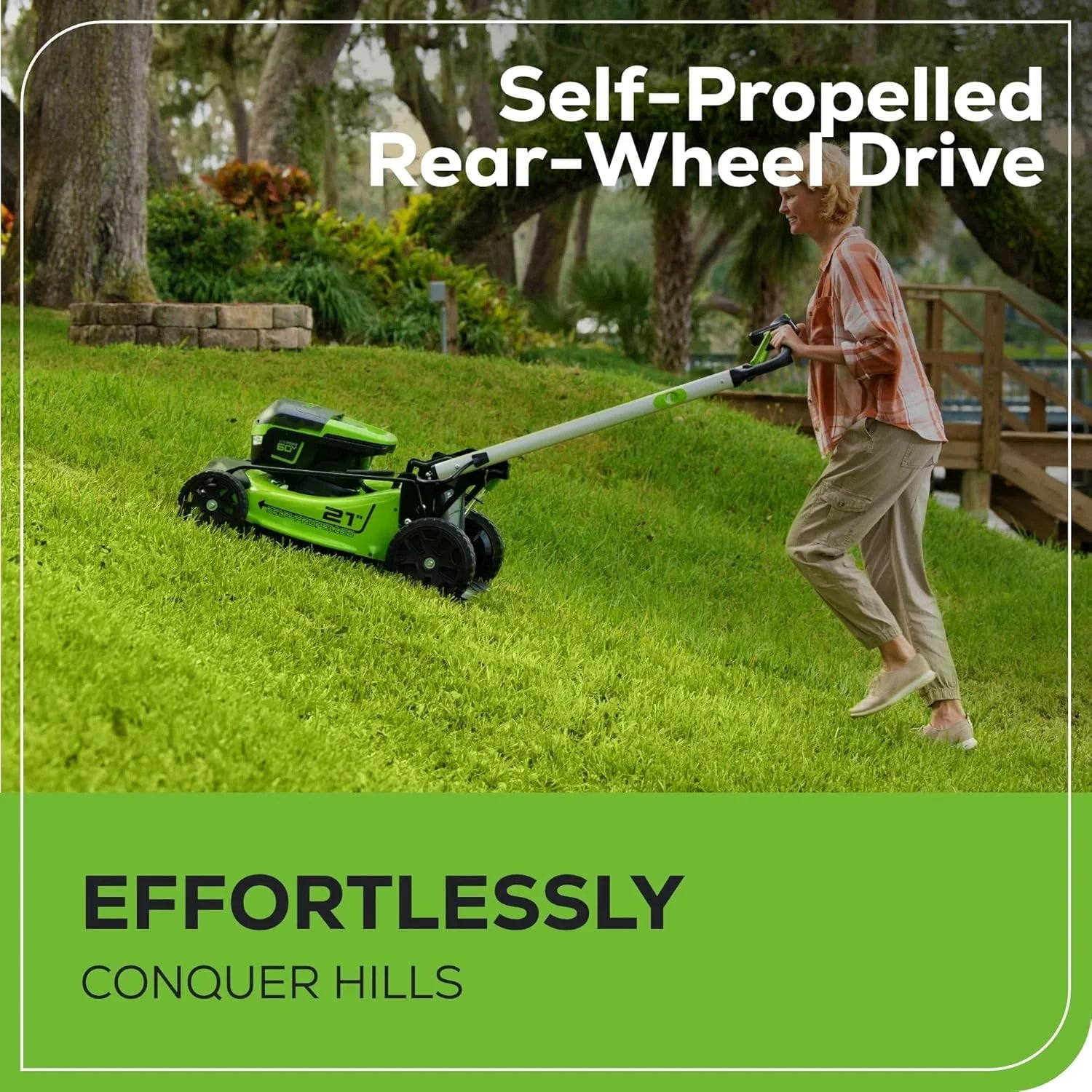 60V 21 Cordless (Self-Propelled) Lawn Mower , 2 x 4.0Ah Batteries and Dual Port Rapid Charger(60V 21)