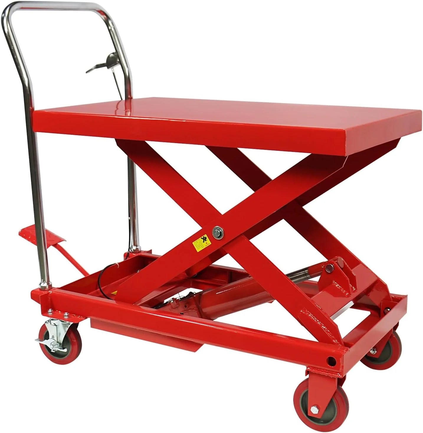 660LBS Hydraulic Lift Table Cart – 31" Lift Height, Double Scissor Design with 4 Wheels  Non-Slip Pad for Material Handling(500LBS)