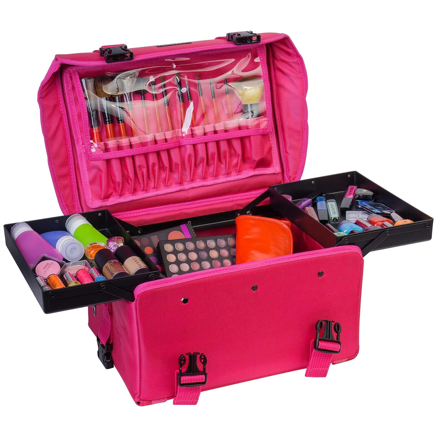 Jet Black Vinyl Cosmetic Case Travel Bag(JET BLACK)