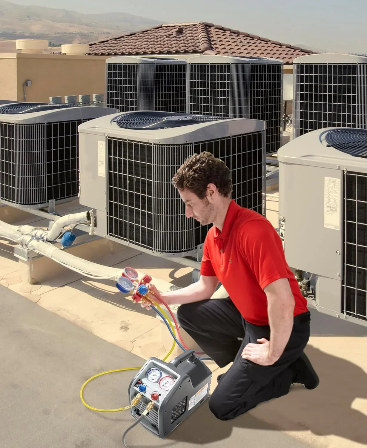 Portable 115V 60Hz Refrigerant Recovery Machine, Liquid  Vapor Compatible