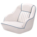 Pontoon Boat Seat, Captains Bucket Boat Seat, Back Folding Boat, Boat Cabin Seating  White  Blue