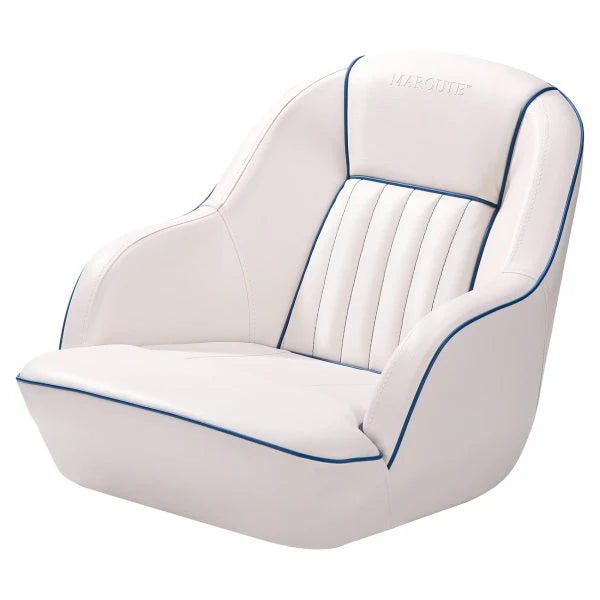 Pontoon Boat Seat, Captains Bucket Boat Seat, Back Folding Boat, Boat Cabin Seating  White  Blue