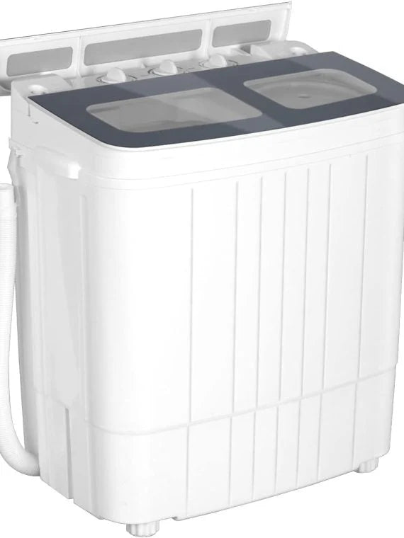 Portable Washing Machine - 14.5 lbs Mini Twin Tub Washer  Spin Dryer for Apartments, Dorms, RVs, Camping - Gray/Blue
