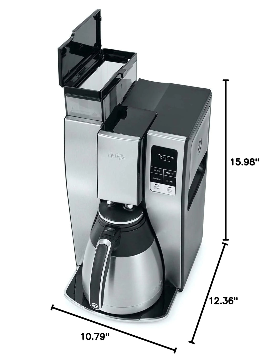 Mr. Coffee 10-Cup Programmable Coffee Maker, Insulated Thermal Carafe(Stainless Steel/10 Cup Thermal Carafe + Strong Brew)