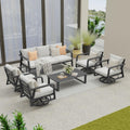 Outdoor Patio Furniture Set 4-Piece, Aluminum Swivel Rocking Chairs with All-Weather Cushions, Modern Patio Conversation Set for Deck, Porch, Garden (Dark Grey)(8Pcs Set/Rocking/Swivel Chairs)