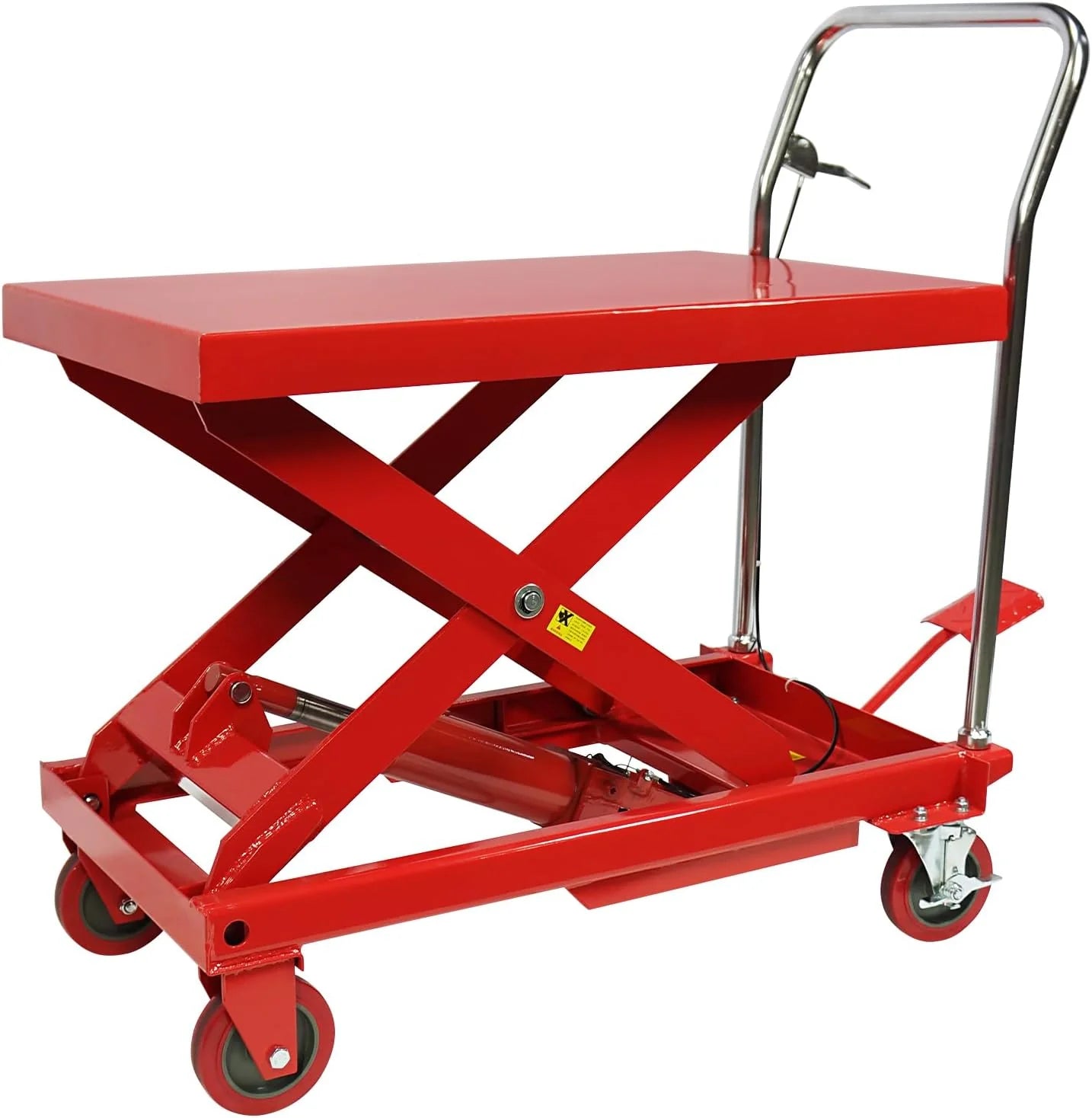 500LBS Hydraulic Lift Table Cart, 30" Lifting Height., Double Scissor Lift Table with 4 Wheels and Non-Slip Pad, Hydraulic Scissor Lift Table for Material Handling and Transportation(660 Pounds)
