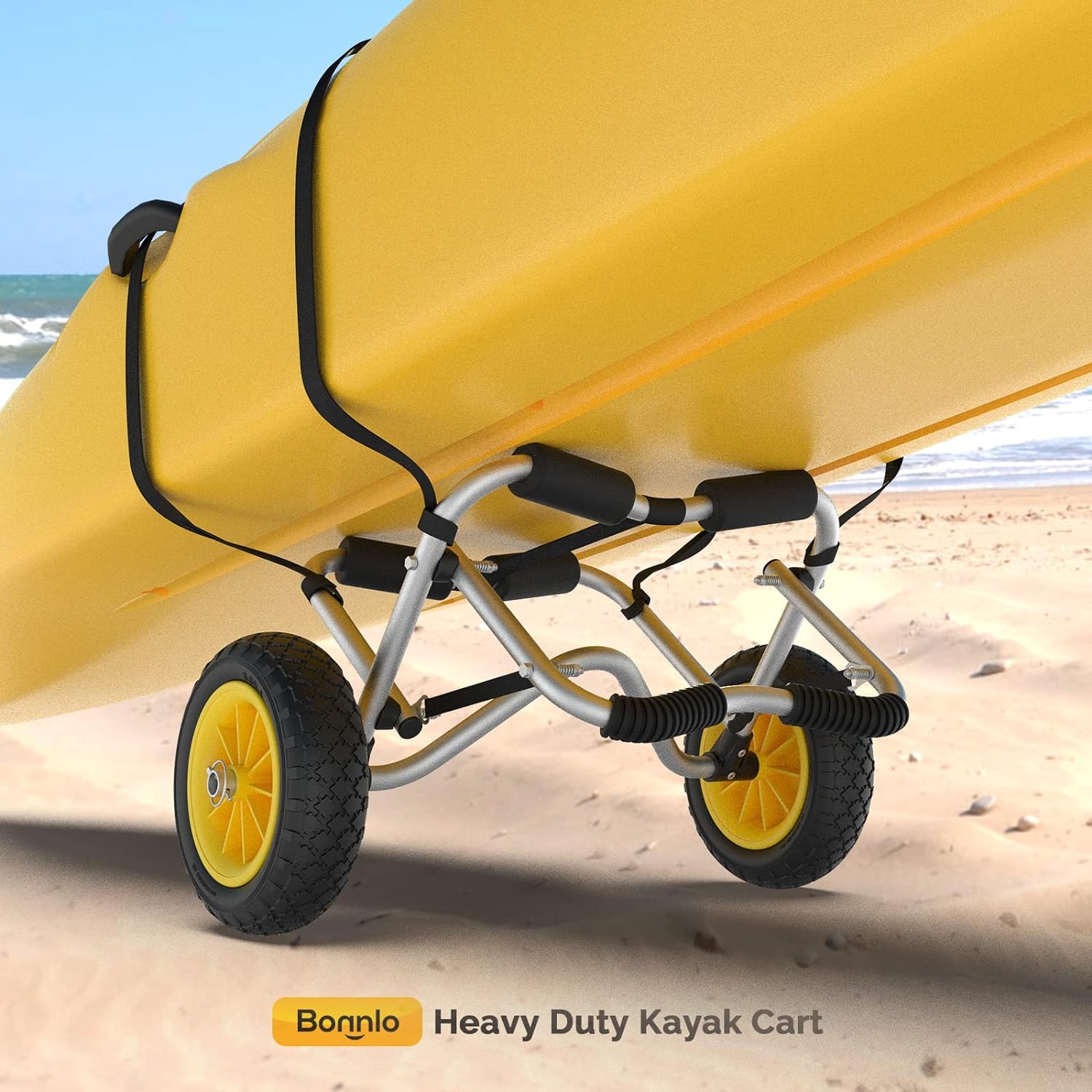 Kayak Cart Dolly Kayak Wheels Detachable Canoe Cart with Solid Tires and Kickstand Kayak Trolley(Strap for)