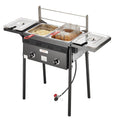Outdoor Dual Burner Propane Fryer, 16-Gallon Stainless Steel with Basket  Thermometer