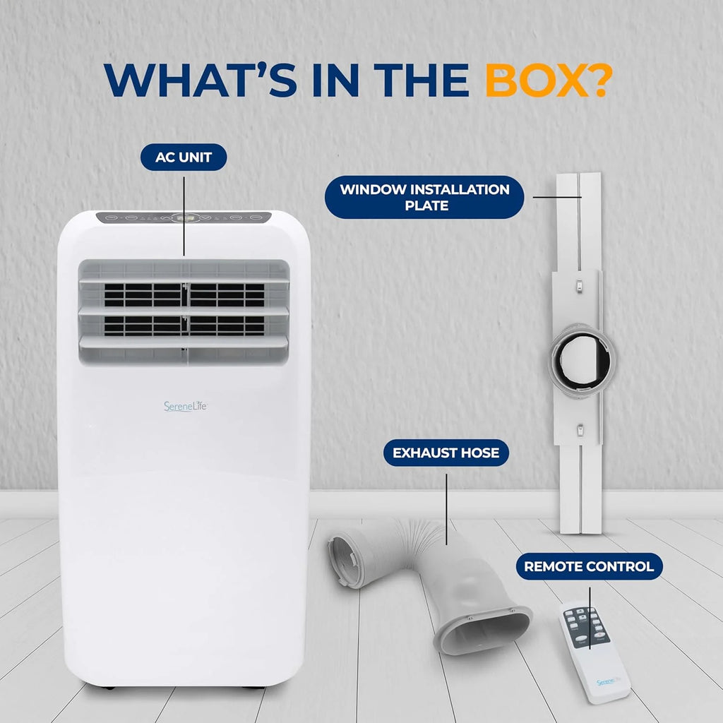 3-in-1 Portable Air Conditioner with Built-in Dehumidifier Function,Fan Mode, Remote Control, Complete Window Mount Exhaust Kit(12，000 BTU + HEAT)