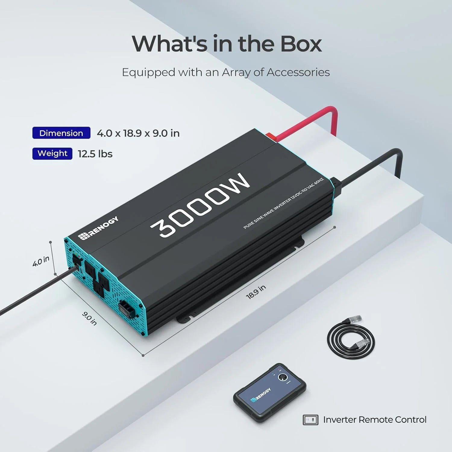 3000W Pure Sine Wave Inverter 12V DC to 120V AC Converter for Home, RV, Truck, Off-Grid Solar Power Inverter 12V to 110V with Built-in 5V/2.1A USB / Hardwire Port, Remote Controller(3KW(Built-in BT  ATS))