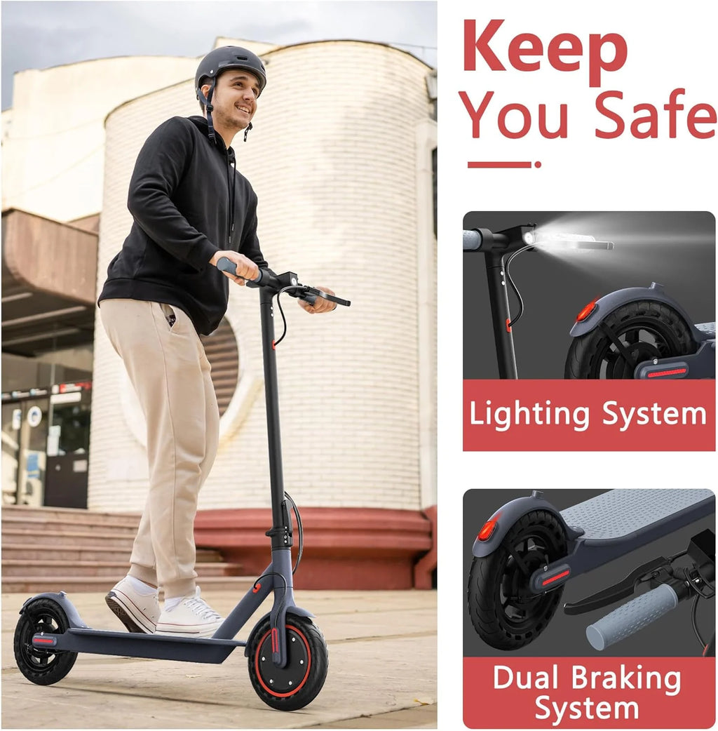 Electric Scooter - 350W Motor, Max 21 Miles Long Range, 19Mph Top Speed, 8.5" Tires, Portable Folding Commuting Electric Scooter Adults with Dual Braking System and App Control