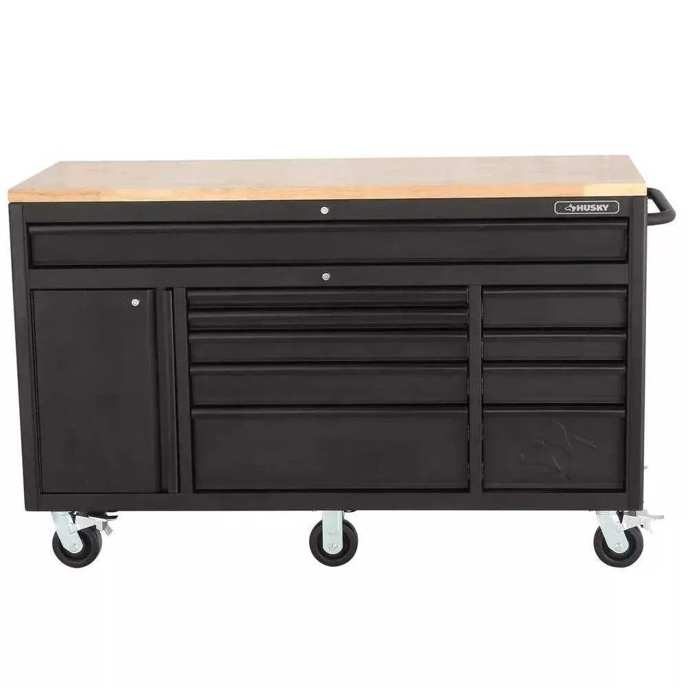 HEAVY-DUTY 60 IN. W 10-DRAWER, DEEP TOOL CHEST MOBILE WORKBENCH IN MATTE BLACK