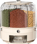 360° rotating circular dry food container, transparent grain and red bean divider, with 6 compartments, grain divider box