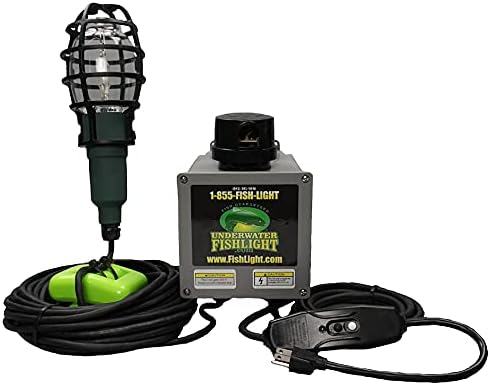 Light Extra Bright Vibrant Green 250W Single Light for Docks with 50’ of Marine Grade Wire, Easy to Install, Dusk to Dawn Operation, Salt or Fresh Water, Guaranteed to Attract Fish