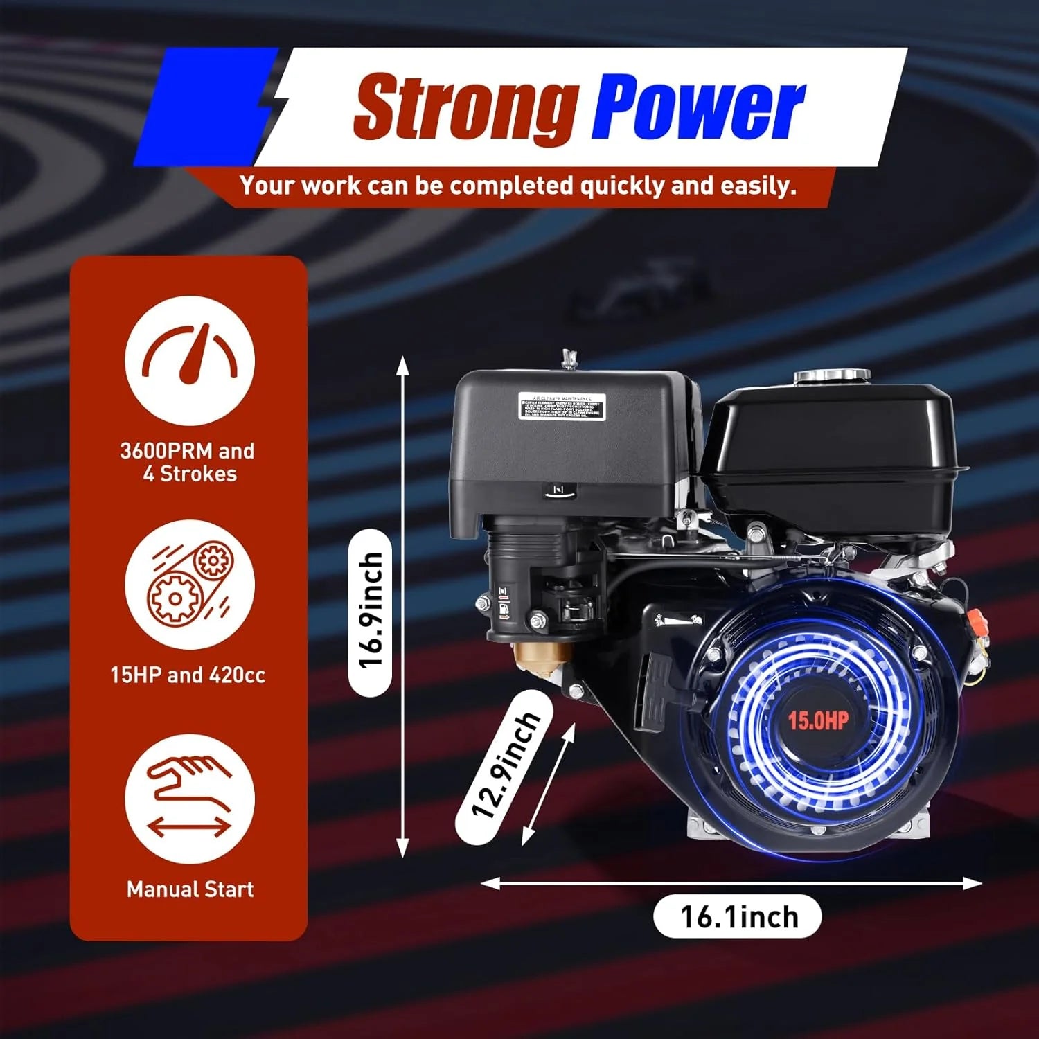 150CC 4 Stroke Engine Motor, Gy6 Single Cylinder Complete Engine Kit for 110cc-150cc Atvs and Go Karts and 11" Long Box Engine Size Scooters High-Flow Oil Pump CVT Carburetor Top Mount(150CC 4-Stroke Engine)