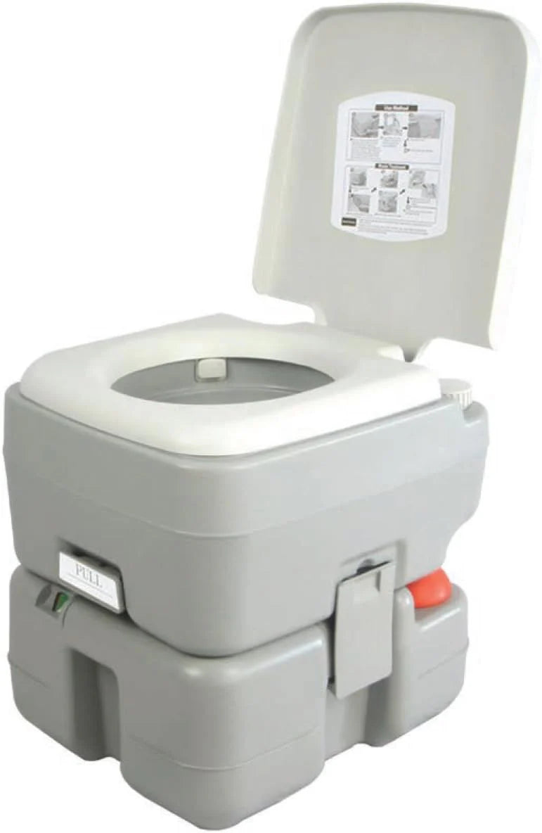 Portable Toilet with Carry Bag – Indoor Outdoor Toilet with CHH Piston Pump  Level Indicator – 5.3 Gallon Large Waste Tank – 100-120 Flushes for RV, Camping, Hiking  Boating, SLCATL320(37cm x 41cm x 35cm/Gray/Portable Toilet)