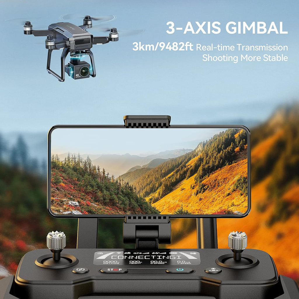 GPS Drones with Camera for Adults 4K Night Vision, 3-Aix Gimbal, 2Mile Long Range, 75Mins Flight Time Professional Drone with 3 Battery, Auto Return+Follow Me+Fly Around+Beginner Mode for Kid
