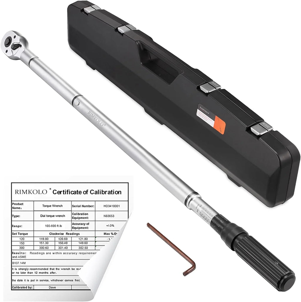 1-Inch Drive Click Torque Wrench, Dual-Scale Adjustable Torque Wrench Set with a Hex Key 200-1000ft.lb / 271-1356.7Nm(3/4)