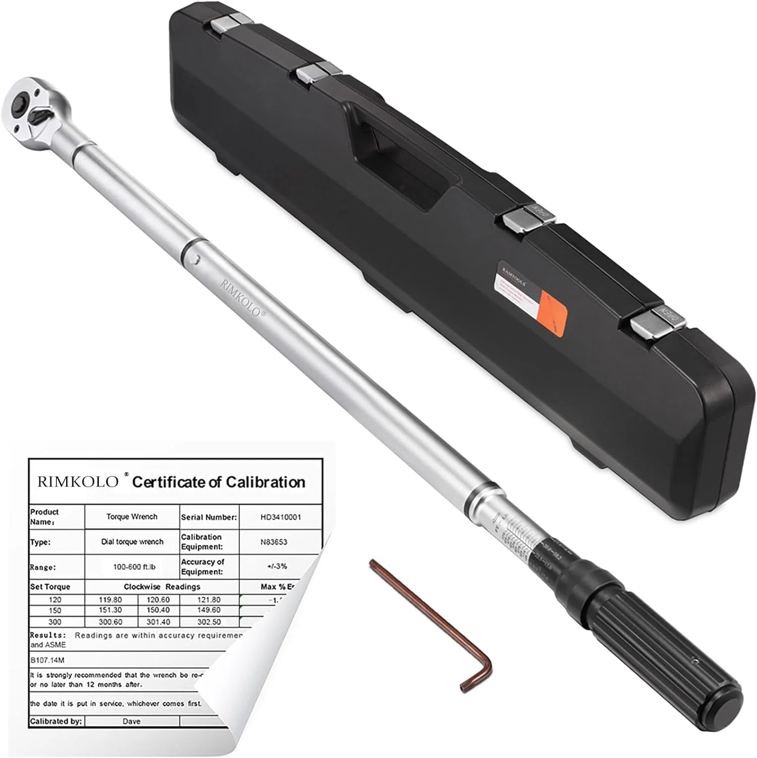 1-Inch Drive Click Torque Wrench, Dual-Scale Adjustable Torque Wrench Set with a Hex Key 200-1000ft.lb / 271-1356.7Nm(3/4)