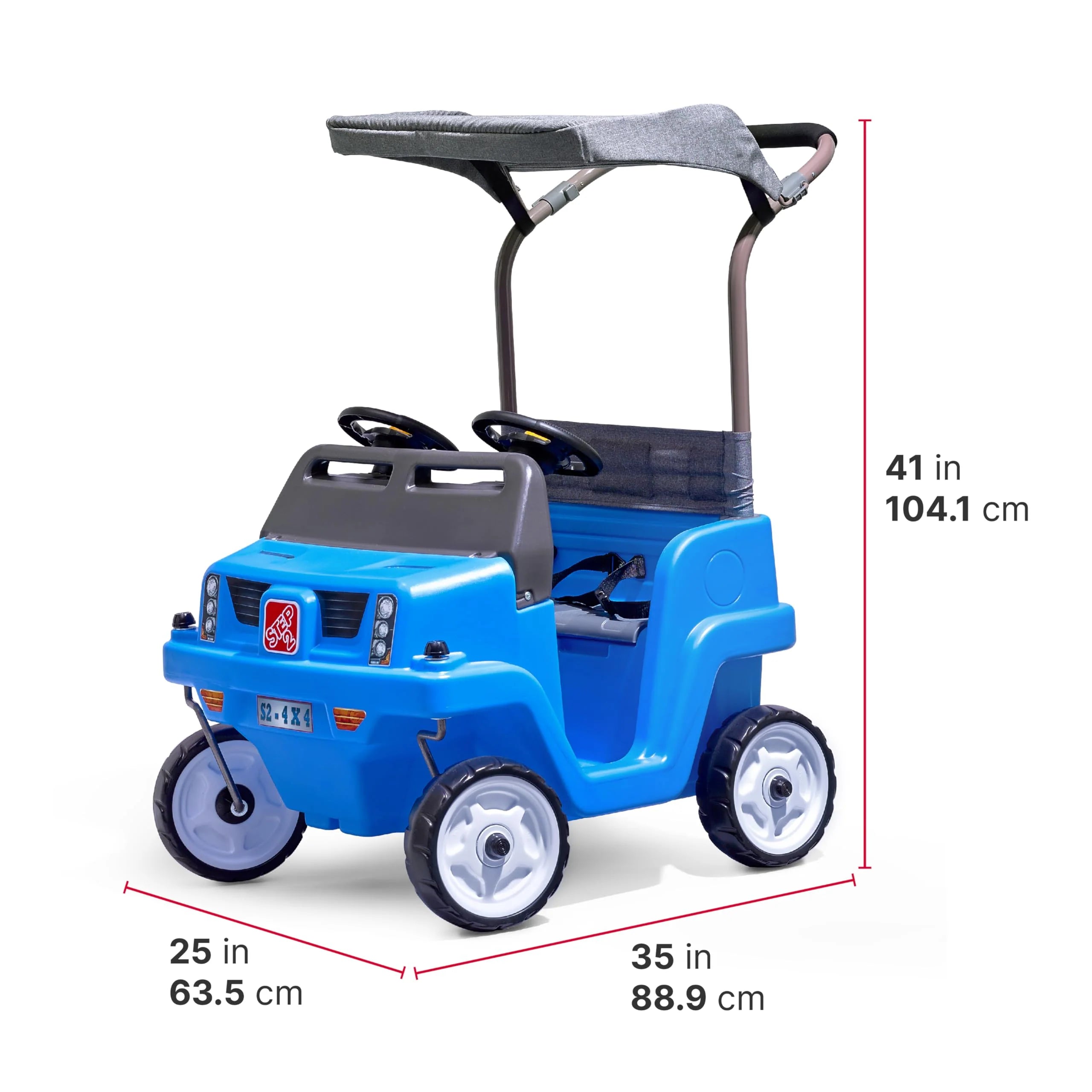 Step2 Side-by-Side Push Around SUV, Kids Push Car, 2 Seats(Blue/Large)