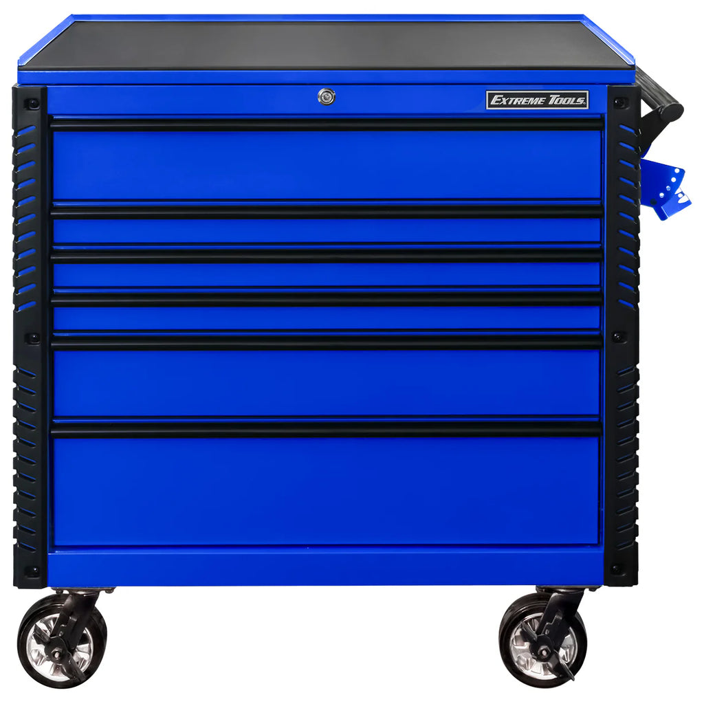 Extreme Tools EX Professional Series 41” 6 Drawer Tool Cart(Black - Blue)