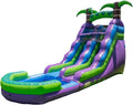 16’ Purple Tropical Lightweight Premium Commercial Grade Water Slide Inflatable with Attached Pool for Kids and Adults (with Blower), Wet Dry Use, Summer Fun