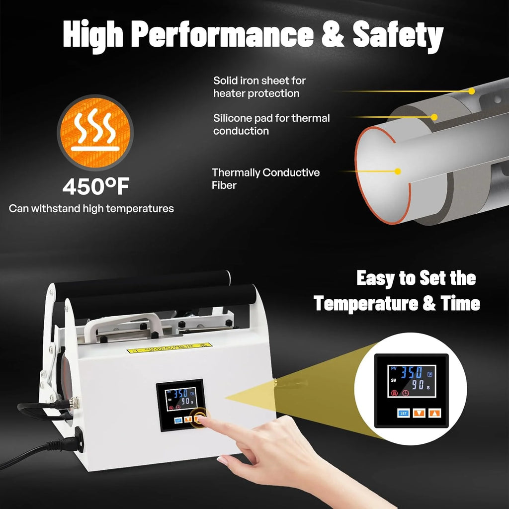 40oz Tumbler Press Tumbler Heat Press Sublimation 40 Oz Tumbler Top and Tapered Bottom Full Wrap - DIY Heat Transfer Vinyl(40oz Tumbler heat press)
