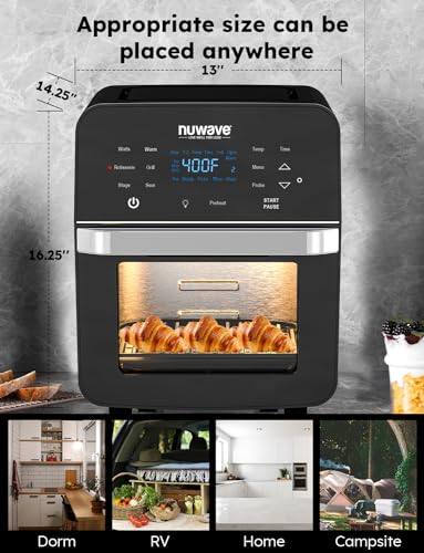 Nuwave Brio Air Fryer Oven, 15.5Qt X Large Family Size, SS Rotisserie Basket Skewer Kit, Reversible Ultra Non Stick Grill/Griddle Plate, Powerful 1800W, Integrated Smart Thermometer,Black : Home  Kitchen(7.25QT Brio Air Fryer)