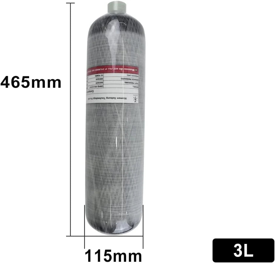 4500Psi High Pressure Composite Cylinder, Scuba Tank,Carbon Fiber Air Tank 3L,CE Approved, Pcp Paintball Air Tank Diving Tank（Empty Bottle） M18*1.5