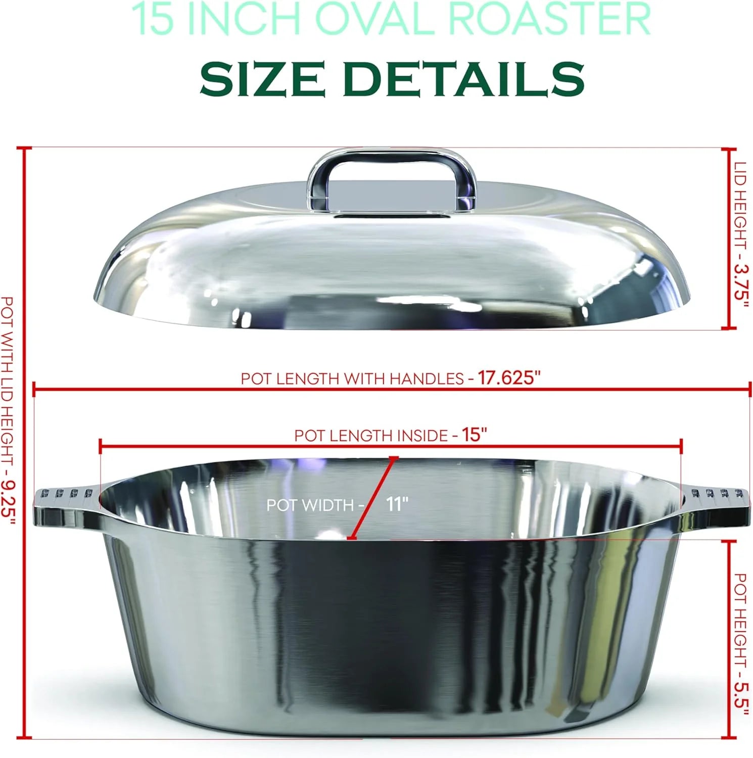 Cast Aluminum Dutch Oven - 8 Quart - Oval Dutch Oven Pot with Lid for Families and Parties - Lightweight Cajun Cookware with Ideal Heat Distribution - Oval Roaster Pan with Lid (13 Inch)(11 Inch)