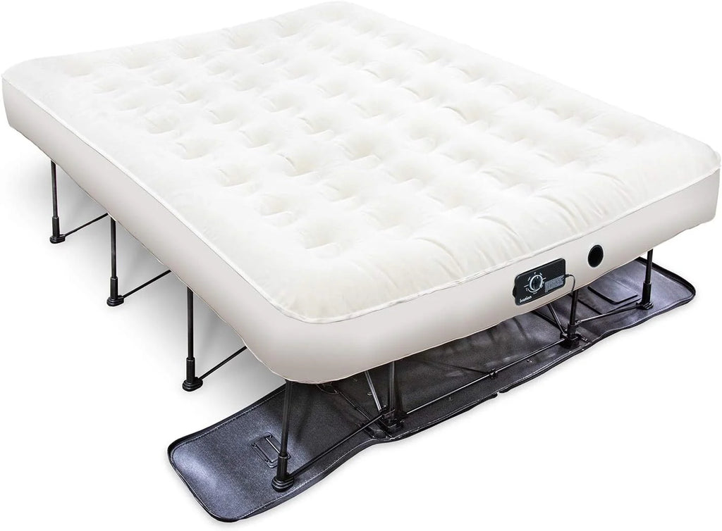 Ivation EZ-Bed (King) Air Mattress with Frame  Rolling Case, Self Inflatable, Blow Up Bed Auto Shut-Off, Comfortable Surface AirBed, Best for Guest, Travel, Vacation, Camping(Twin)